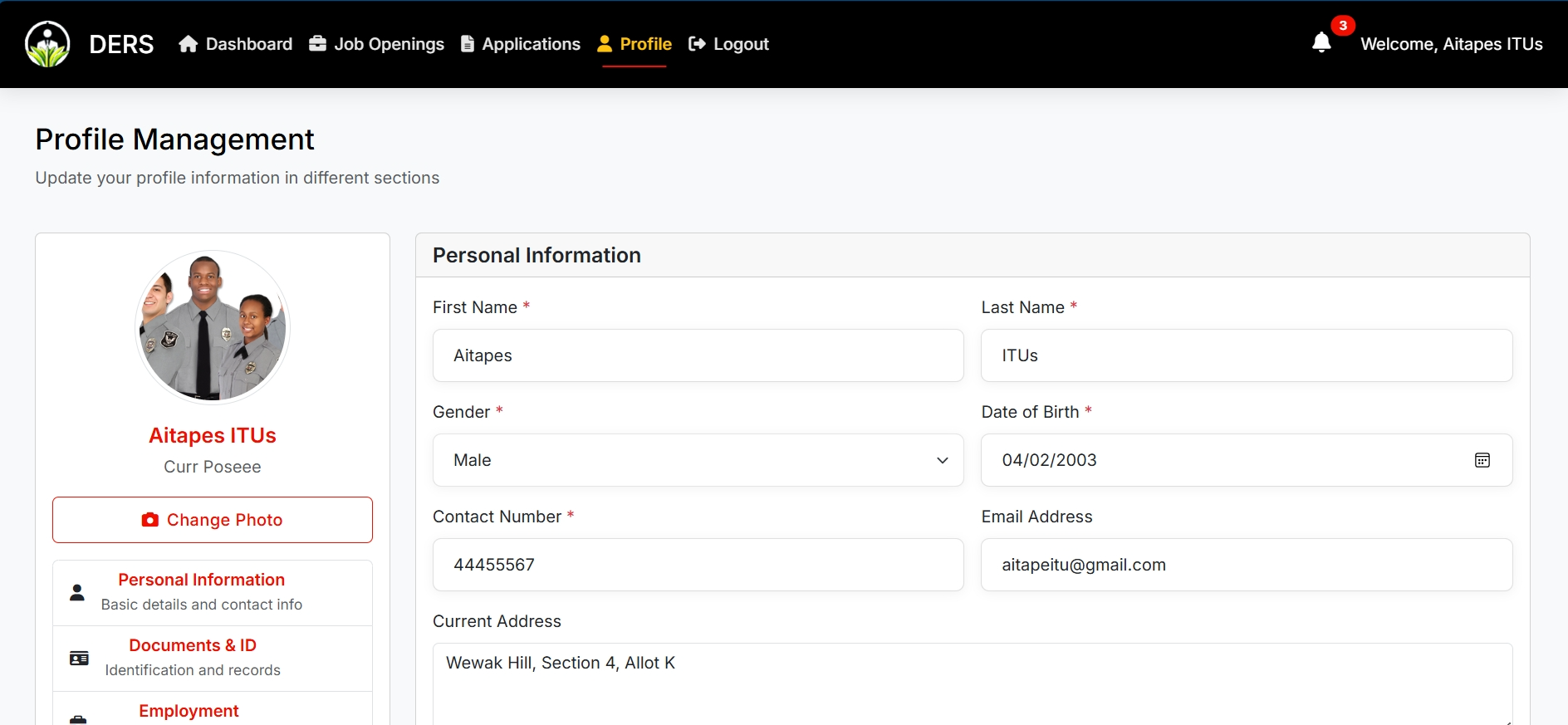 Profile Page