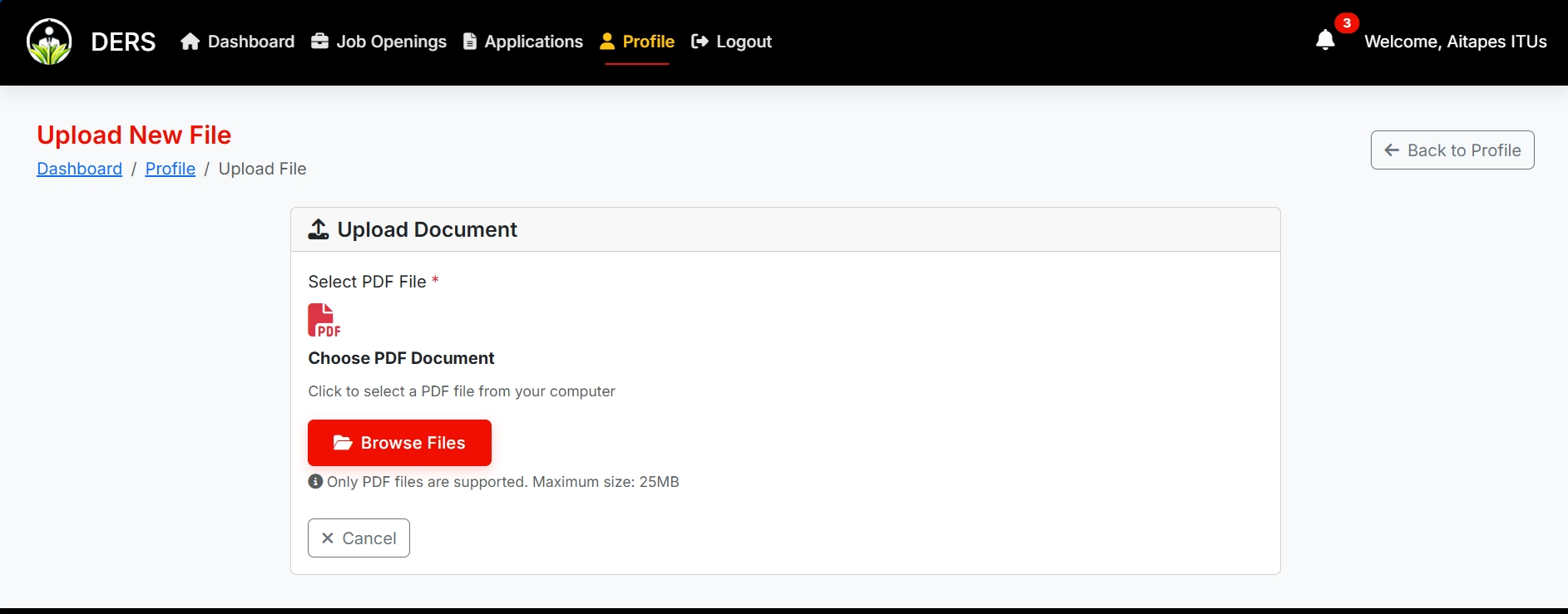 File Upload Step 1