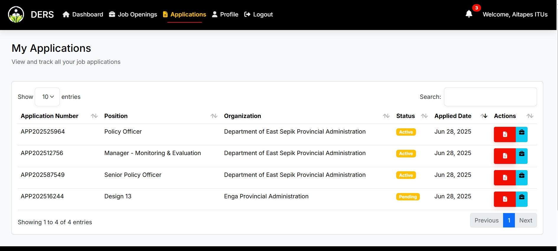 Application Tracking